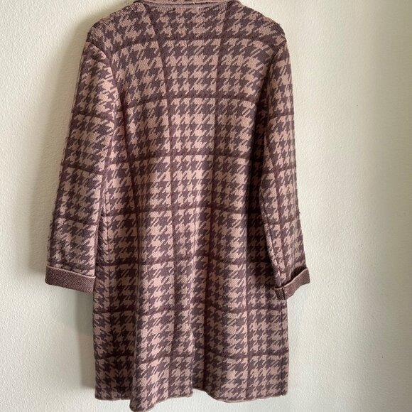Rielle Trench Cardigan Women’s SZM Houndstooth Brown Coco Classic Knit Button - Picture 4 of 13